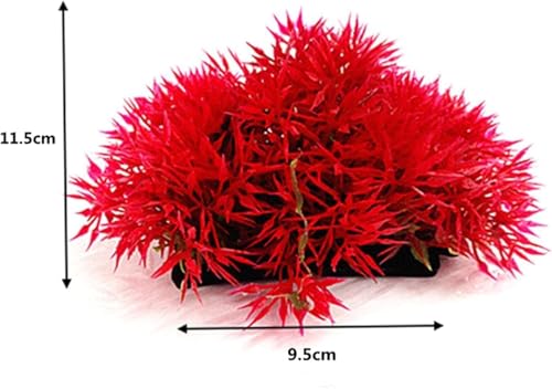 Red Artificial Flowers, Fake Flowers, Artificial Pine with Base Grass Fish Tank Ornament Aquatic Plant Landscape Decor, Aquarium Décor Plastic Plants