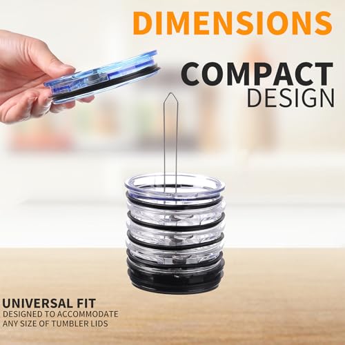 Cup Lid Holder Storage Rack | Tumbler Lid Organizer Detachable & Stackable, ABS & Stainless Steel, Vertical Space Saving, Holds 10 Lids