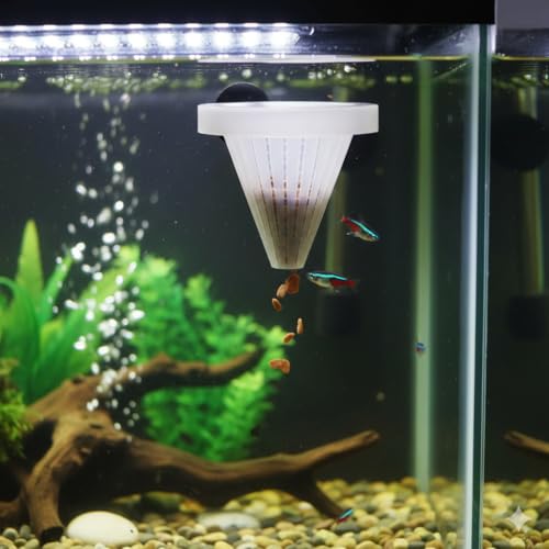 3Pcs White Fish Feeder Feeding Cup Feeding Funnel Cone Shaped Reusable Plastic Worm Fish Feeder with Suction for Fish Tank Aquarium