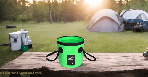 BANCHELLE Collapsible Bucket Water Container Portable Folding Camp Wash Basin for Outdoor Traveling Hiking Fishing Car Washing Gardening Camping 2 PCS - color: Green