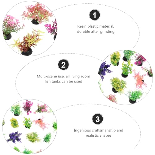 20PCS Artificial Water Plants Fish Tank Adornment Realistic Water Grass Model Aquarium Supplies Decorative Aquatic Plants Mixed Style for Fish Tank Decoration
