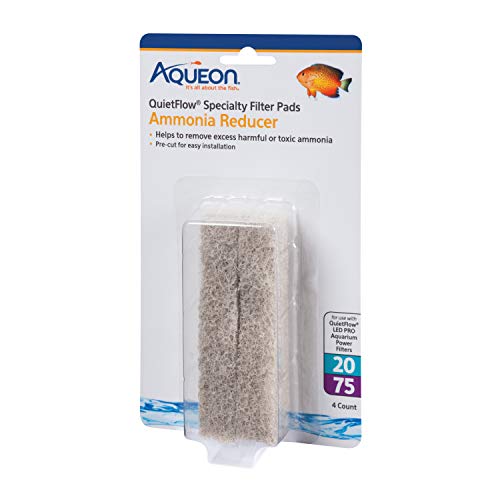 Aqueon QuietFlow LED PRO Ammonia Reducer 4 Count Filter Pads for Model 20 and 75 - size: For Model 20 and 75, style: Ammonia