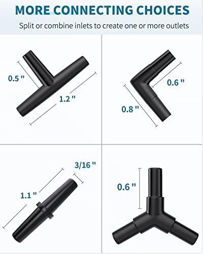 Pawfly Aquarium 25 Feet Black Airline Tubing Standard Air Pump Accessories Set with Air Stone Cylinders Connectors Suction Cups and Check Valves for Fish Tank Aeration Setup