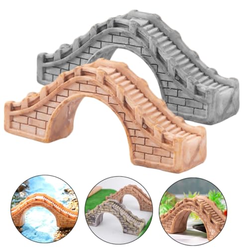 2pcs Resin Arch Bridge Ornaments for Bonsai and Landscape Decor Miniature Japanese Bridge for Aquarium and Garden