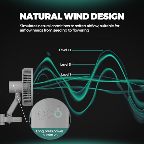 Mars Hydro M6 Grow Tent Fan, 10 Speeds Powerful Oscillating Clip Fan with Low Noise for Hydroponic Plants and Ventilation Circulation with Convenient APP/WiFi Control - size: 1PC