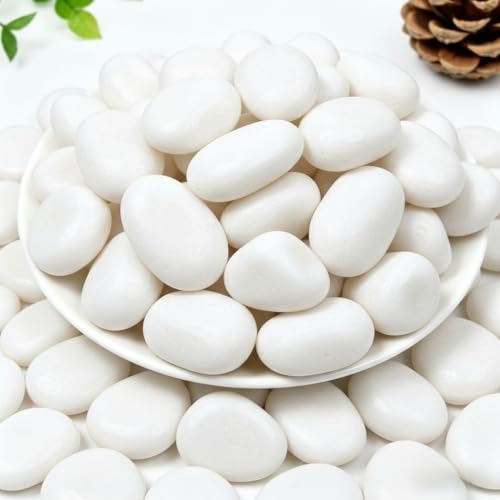 White River Pebbles for Landscaping, 2-3 Inch Polished River Rocks for Garden Décor, Decorative Rocks for Plants, Planters, Vase Fillers, Aquarium, Outdoor Walkways & Crafting-6LB - size: 6lb, style: white