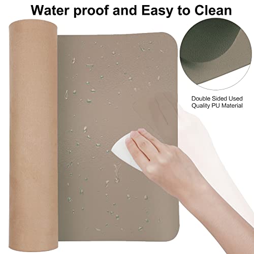 Boutilon Leather Desk Pad Protector,Non-Slip Mouse Pad,Laptop Desk Pad,Office Mouse Mat,Waterproof Leather Desk Blotter,Desk Writing Pad for Office and Home (S-Champagne,24"x 14") - color: Champagne, size: S 24" x 14"