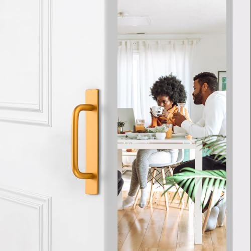 2 Pack Adhesive Handles Self Stick Instant Cabinet Handles 5.83" Stick on Cabinet Handles Drawer Push Pull Handles Helper Sliding Screen Door Handles for Sliding Closet Window Wardrobe - Gold - color: Gold, size: 5.83 In Length