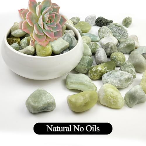 20LB Jade Pebbles for Landscaping, 0.7-1.2 Inch Natural Decorative Stones, Polished River Rocks for Landscaping,Plants, Vase, Flowerpot, Indoor Plants and Outdoor Garden Decoration - size: 20LB, style: Jade