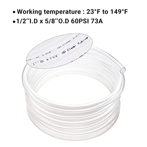 Clear Vinyl Tubing 1/2" ID × 5/8" OD -10 Ft 60PSI,Flexible Lightweight Plastic Tube, BPA Free Non-Toxic, Multipurpose Hybrid Reinforced Clear Tubing for Transfer Water Air Oil - size: 1/2'', style: 10 feet