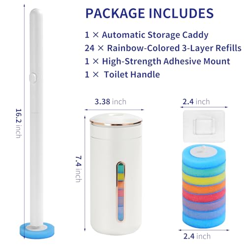 Disposable Toilet Brush with 24 Toilet Wand Refills - Wall Mounted Disposable Toilet Bowl Cleaner Wand Holder and Set, Hygienic Toilet Cleaning System for Bathroom - size: 1 Brush+24 Refills