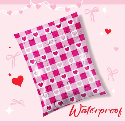 Metronic Poly Mailers 10x13 Inch 100pc Shipping Bags for Clothes,Self Adhesive Shipping Envelopes for Small Business,Waterproof Mailers Poly Bags for Shipping,Packaging Mailing Bags Pink Checkered - color: Pink Checkered, size: 10x13 100pc