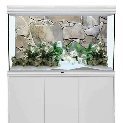 AWERT 36x24 inches White Grey Rocky Terrarium Background Stone Aquarium Background Rock Fish Tank Background - size: 36x24in/90x60cm