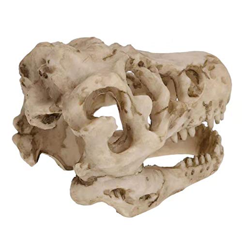 2Pcs Aquarium Decoration - Small Resin Dinosaur Skull Skeleton Fish Tank Cave Pet Reptile House Decoration