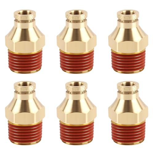 6PCS DOT Quick Push to Connect Brass Air Brake Fitting, Kalolary Brass Straight DOT Line Fittings 1/4"OD×3/8"NPT Thread Air Brake Line Fittings, Air Suspension Kit, Air Hose Repair Kit - size: Straight 1/4"OD ×3/8"NPT