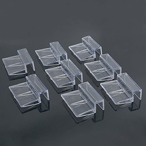 Saim Acrylic Aquarium Cover Clip,Clear Fish Tank Glass Cover Clip Support Holder,Universal Lid Clips for Rimless Aquariums (10mm), 8 PCS