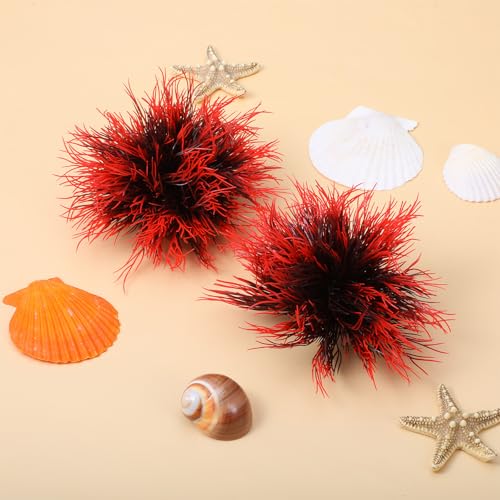 3 Pack Aquarium Plants Plastic Realistic Fish Tank Plants with Weighted Base Small Aquarium Grass Fish Tank Decorations (Black Red)