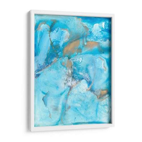 Canvas Lab | Aquarium II by Joyce Combs | 11 x 15 in | Fine Art Framed Print, Frame Color: White | Abstract, Nature, Watercolor, Modern, Soft Ethereal and Fluid Abstract - color: Frame Color: White, Aquarium II, size: 15.8"L x 11.8"W
