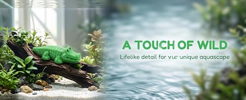 COMINGOIN Alligator Resin Aquarium Ornament, Small Reptile Figurine for Fish Tank Landscaping Decor, Aquascape Tank Accessory, Green Resin Terrarium Decorations(Cute) - style: Cute