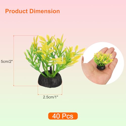 uxcell Aquarium Artificial Plants, 40 Pcs Fish Tank Plants Decorations Accessories Aquatic Ornaments Decor Water Grass, Yellow-Green (Four Grass) - color: Yellow-green