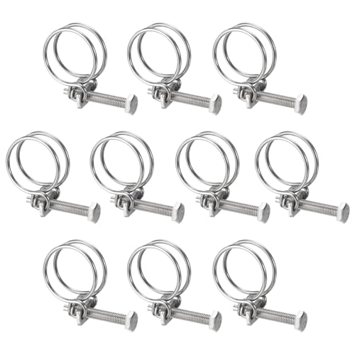 uxcell 10Pcs Double Wire Hose Clamp, 34-38mm Adjustable Stainless Steel Wire Hose Clips with M8 Bolt for Dust Collection Hose, Pump Hose Pipe - size: 34-38mm