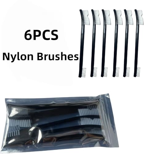 6-Pack Small Wire Brush Pro Kit: Nylon Bristles for Engines, Jewelry & Household Scrubbing – Chemical-Resistant & Heat-Resistant - Tackle Motorcycle Chains, Sinks & Sneakers, Gun Cleaning Brushes - size: 6 pcs