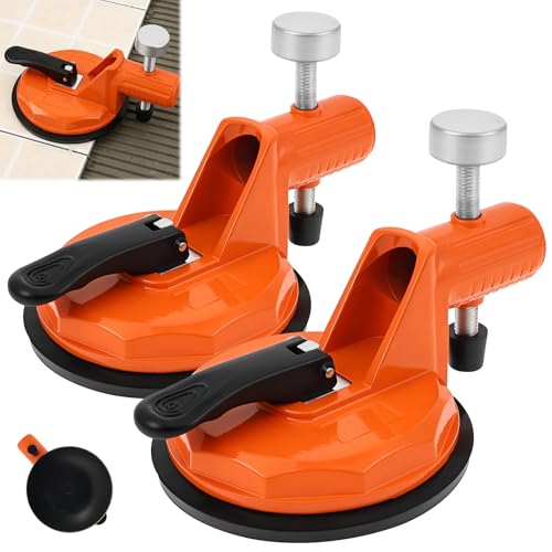 2 Pcs Adjustable Height Setter, Countertop Leveling Tool with Heavy Duty Rubber Suction Cup Clamps, Floor Gap Fixer, Flooring Alignment Tool for Tile, Floors Gap Fix and Seam Leveling (A) - color: A