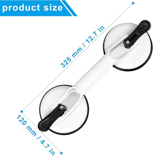 FCHO Glass Suction Cups Heavy Duty Aluminum Vacuum Plate Handle Glass Holder Hooks to Lift Large Glass/Tile Suction Cup Lifter/Dent Puller/Bathroom Safety Grab Bar (White2 Pack) - color: White