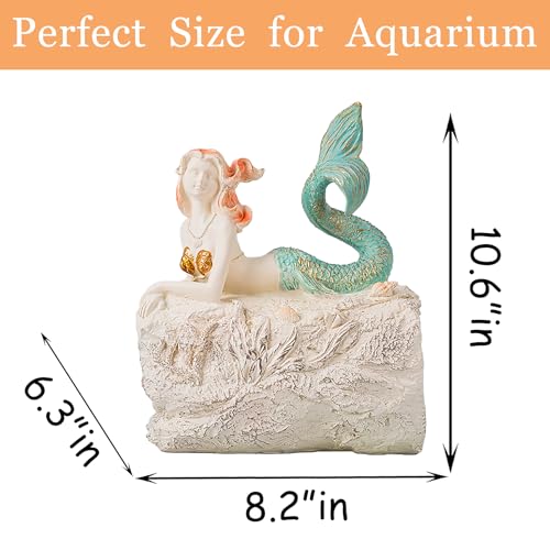Teaeeno Faux Log Fish Cave, Predator Control and Decorative Shelter for Koi and Fish, Ponds, Aquariums, and Terrariums, Mermaid Statue Decor, Mermaid Decoration Sculpture - color: White