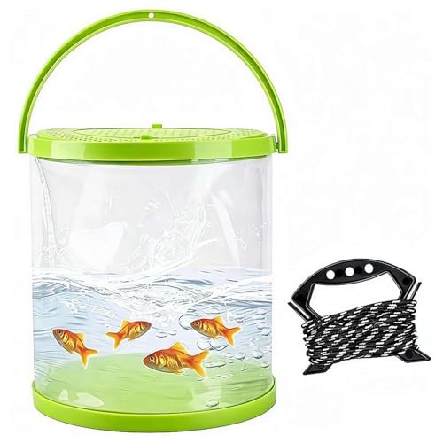 Catch Plastic Beach Aquarium Kit,Release Aquarium Box for Beach with 19.7ft Rope,Fun Travel Portable Fish Transport Container,Clear Fish Bucket,Beaches Vacation Essentials for Kids - color: green