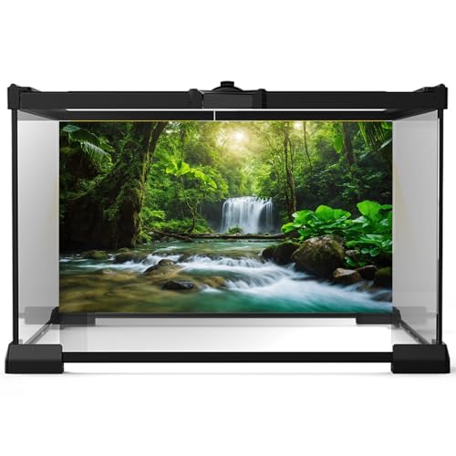 Aquarium Background Tropical Waterfall Deep Forest Terrarium Backgrounds Mountain Stream Lush Green Trees Fish Tank Background Jungle Vibrant Rainforest Reptile Tank Enclosure Backgrounds 24x12in - color: Light Green, size: 24(W)x12(H)inches/ 60(W)*30cm(H