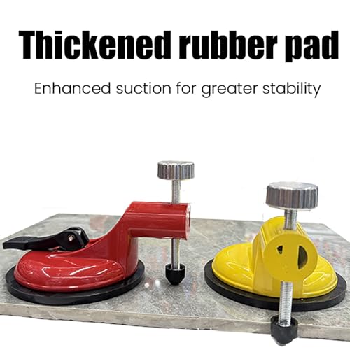 Adjustable Height Setter - 2026 Upgraded Pro Countertop Alignment Clamps, Suction Cup Level Adjustable Screw Scale Knob Tile Leveling Tool, Floor Gap Fixer Tool - Pack of 2 Red Yellow - color: Red Yellow