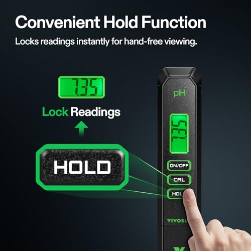 VIVOSUN Digital pH Meter, 0-14 Range with 0.01pH High Accuracy Pen Type pH Tester for Hydroponics, Household Drinking, Pool and Aquarium, Black, UL Certified - color: Black