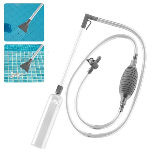 Worparsen Manual Swimming Pool Vacuum Cleaner with 2 Nozzle Adapters Clear Siphon Hose Adjustable Valve Detachable Fish Tank Water Change Spa Hot Tub Blue Long - color: Blue Long