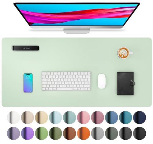 Aothia Large PU Leather Desk Pad Protector - Non-Slip Mouse Pad & Writing Mat for Office/Home, Waterproof, Easy to Clean (23.6" x 13.7", Aqua) - color: Aqua, size: 23.6" x 13.7"