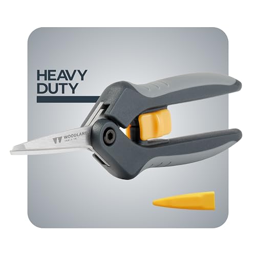 Woodland Tools Hydroponic Snips – Heavy Duty Flower Snips with Nano Tip Stainless Steel Trimming Scissors, Soft Grip, Spring Loaded, Blade Cover – Precision Plant Scissors and Bud Trimmer - style: Heavy Duty Snip