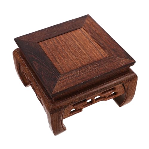 Zerodeko Square Wooden Pedestal Stand Sturdy Vase Base for Indoor Plants Fish Tanks and Decorative Displays Multipurpose Showcase Holder Smooth Finish and Detailed Carvings