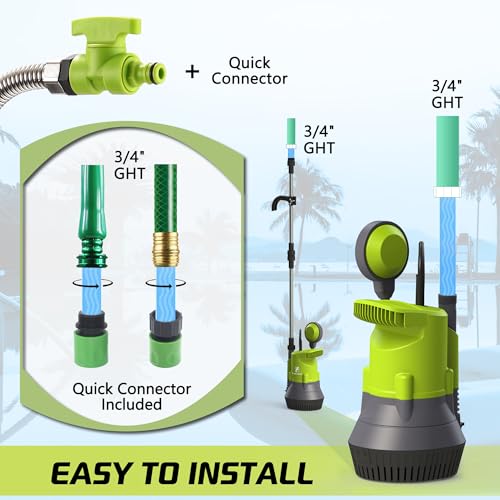 FLUENTPOWER 1/2HP Rain Barrel Pump, 1050GPH Submersible Water Pump with Float Switch and 26ft Cable, Drainage Water from Hot Tub Cellars Rain Barrel Ponds Pools - style: 1/2HP 1050GPH