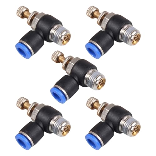 5Pcs Push to Connect Air Flow Control Valve, Blue 5/16in Tube OD x 3/8" Male Thread 90 Degree Elbow Speed Control Valve Pneumatic Connector Quick Fittings - size: Male Thread G3/8 x Blue (5pcs)