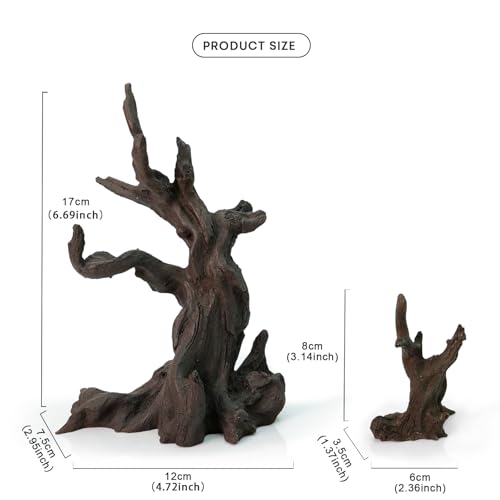 FZONE Resin Aquarium Driftwood, Aquarium Tree Decoration for Nano Aquascaping and Hardscape - size: 03Driftwood:6.7×4.7×3.0"/3.1×2.4×1.4"