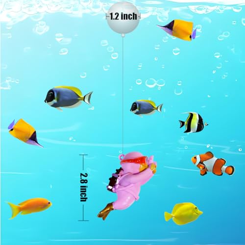 Floating Aquarium Decorations – Diver Fish Tank Floating Decor, Adjustable Floating Fish Tank Accessories for Betta Fish, Cute Aquarium Ornament (Diver Purple) - color: Diver Purple