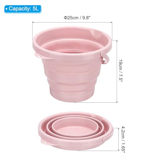 PATIKIL Collapsible Bucket 5L/1.3Gallon, Small Foldable Bucket Portable Plastic Round Tub for House Cleaning Car Washing Camping Fishing, Light Pink - color: Nordic Pink, size: 5L/1.3Gallon