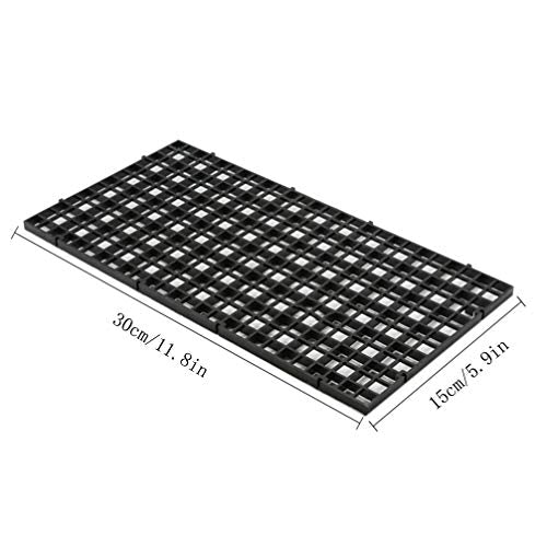RLECS 2pcs 30cm x 15cm Plastic Grid Divider Tray Egg Crate Louvre Aquarium Fish Tank Bottom Isolation, Black