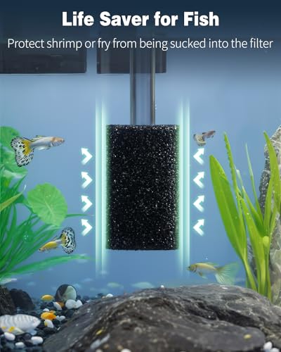 Pawfly 6 Pack Pre-Filter Sponge, Aquarium Filter Sponge 0.8" Intake Sponge Foam Roll for Small Fish Shrimp Fry Fish Tank Covers Accessories