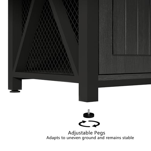 55-75 Gallon Aquarium Stand with Power Outlets & LED Light, Cabinet for Fish Tank Accessories Storage - Metal Fish Tank Stand Suitable for Turtle Tank, Reptile Terrarium, 880LBS Capacity, Black