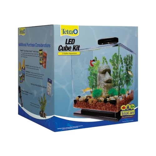 Tetra 3 Gallon Fish Tank, Aquarium Starter Kit with Pedestal Base, LED Light and Filter, For small tropical fish, guppies, goldfish, or betta - size: 3 Gallon