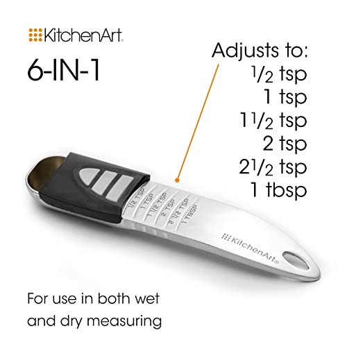 KitchenArt Stainless Steel Pro Adjust-A-Tablespoon, Adjustable Tablespoon Scoop, Measures 1/2 TSP to 1 TBL - size: Tablespoon