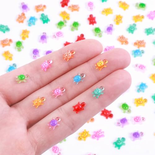 300pcs Mini Resin Turtles Luminous Tiny Turtle for Crafts Dollhouse Miniatures Mini Resin Things Animals for Fairy Garden Micro Landscaping Decoration Home Decor, 10 Colors(0.23 * 0.35inch) - color: 300pcs Mini Resin Turtles(0.23 * 0.35inch)