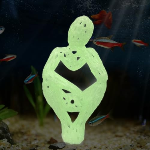 Shrimp Hide Cave for Aquarium - Luminous Shrimp Cave & Sculpture, 3D Printed White Fish Tank Accessories Decorations, Safe Shelter for Shrimps/Betta/Turtles, Mini Art Statue (White/Glowing Green) - color: White/Glowing Green