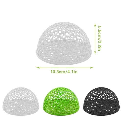 4 PCS Shrimp Dome Hide, Fish Tank Porous Cave Shelter Hideout Ornament for Aquarium Small Fish Shrimp Habitat Rest (Black, White, Green)